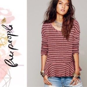 Free People We the Free Auntie Em Waffle Knit Peplum Top (S)